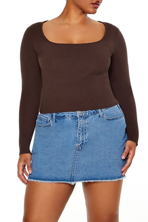 Plus Size Kare Yaka Kazak - 2