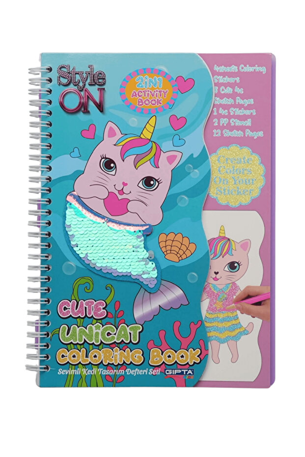 Style on 2 in 1 Activity Book Cat Design Notebook Set K9011 - 1
