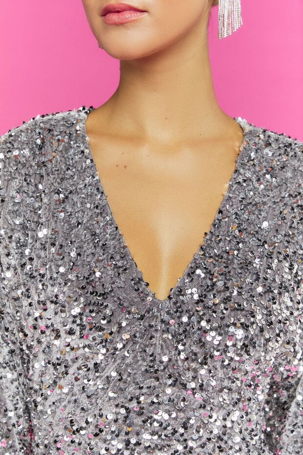 Payetli Mini Elbise - 3