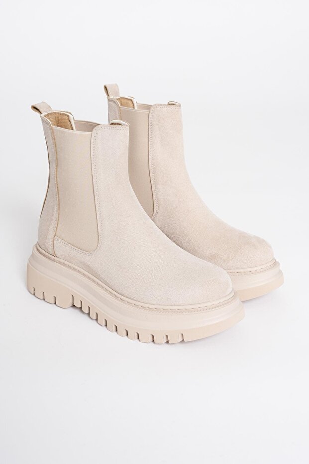 Kadın Süet Lastikli Bot Bej Nova - 2
