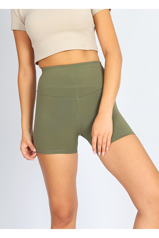 Bıker Haki Kısa Spor Tayt - 5