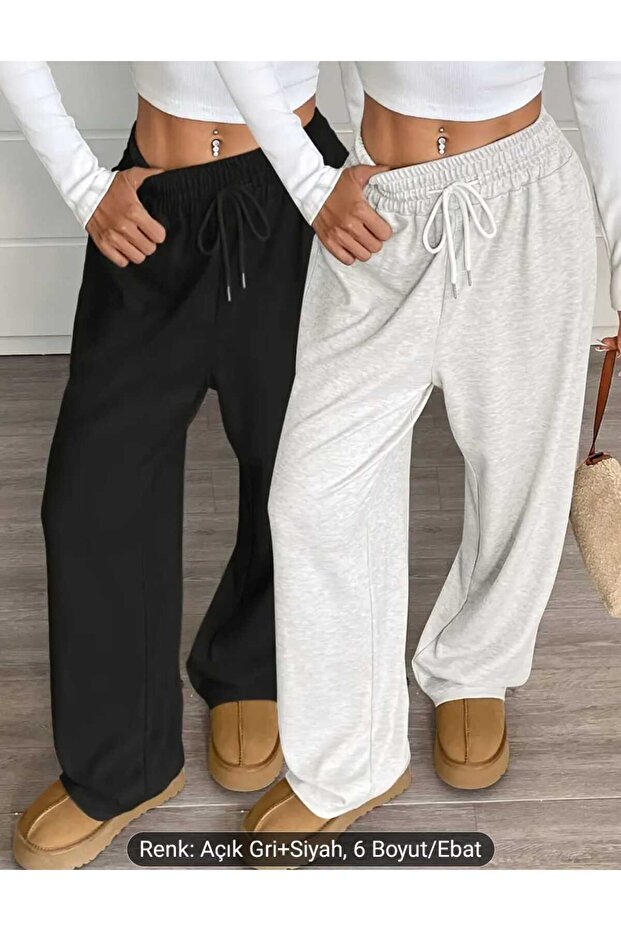 Tracksuit Bottoms 2 (Pieces) Black Gray Opportunity Product Plus Size Quality Loose Fit Flexible Comfortable Fabric