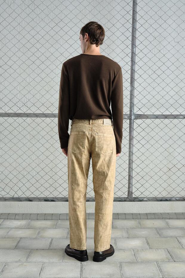 Long Sleeve Brown T-Shirt with Metal Buttons