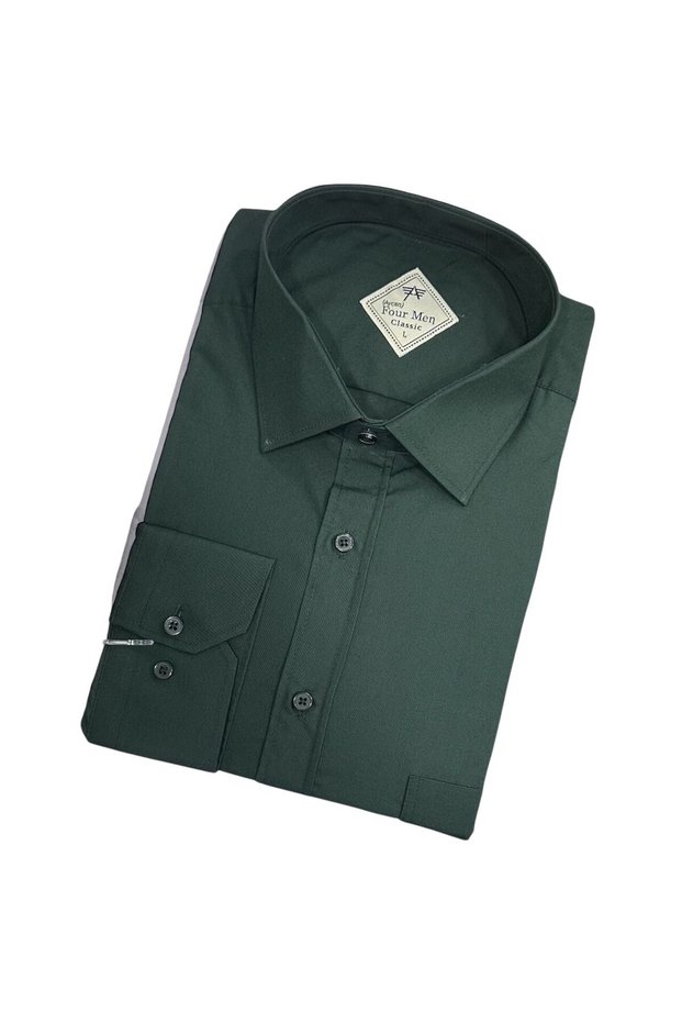 Classic Wide Cut Straight Long Sleeve Men's Shirt