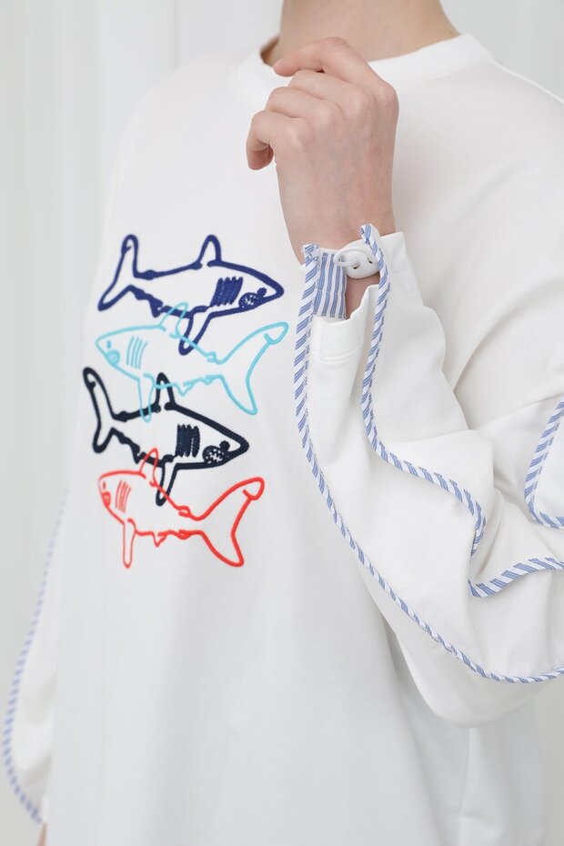 BALIK İŞLEMELİ BİYELİ SWEAT TUNİK - 2