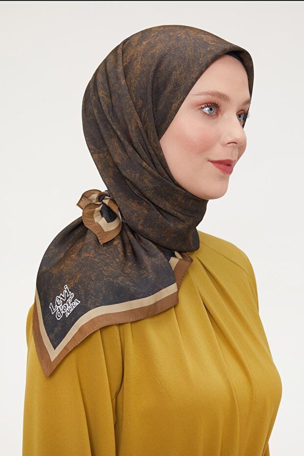 Kahve Ebruli Aura Eşarp - 3