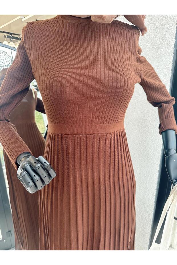 Triko Elbise Kahve - 6