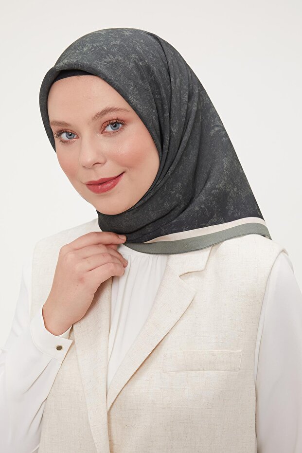 Yosun Yeşili Ebruli Aura Eşarp - 2