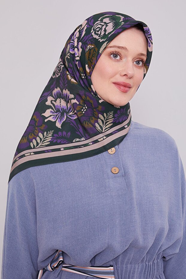 Emerald Rose Pattern Aura Scarf - 2