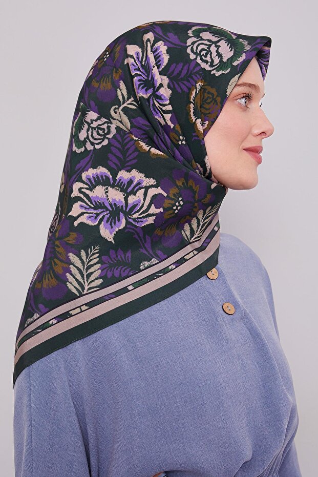 Emerald Rose Pattern Aura Scarf - 1