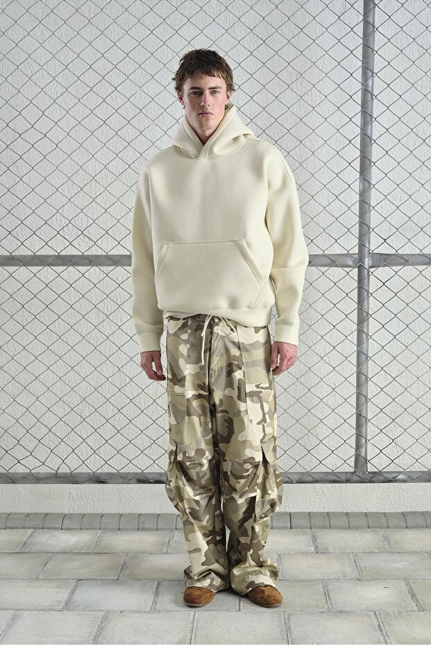 KAPÜŞONLU OVERSIZE SCUBA SWEATSHIRT - 1