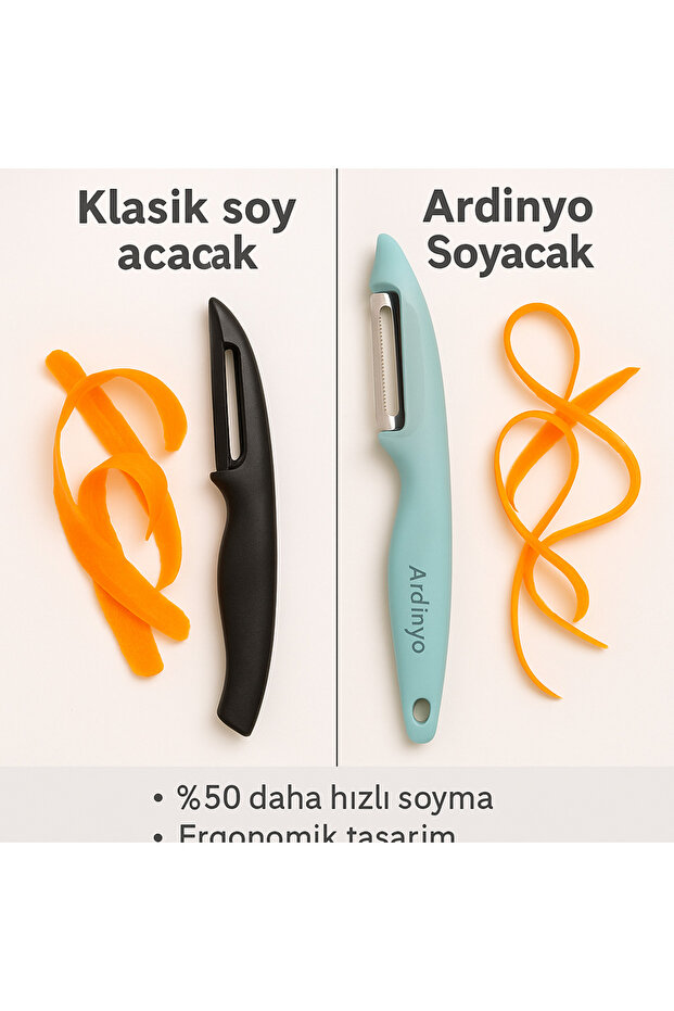 Paslanmaz Çelik Ergonomik Sebze ve Meyve Soyacağı – Hızlı ve Hassas Soyma İçin Mutfak Aleti - 6