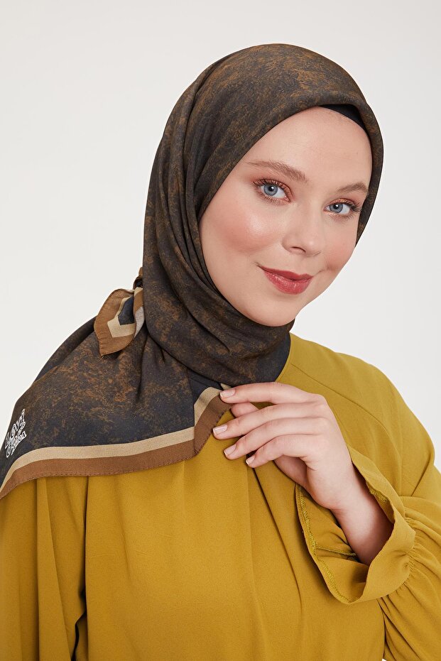 Kahve Ebruli Aura Eşarp - 2