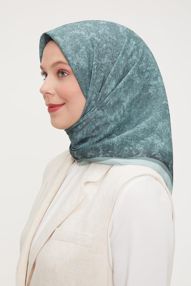 Su Yeşili Ebruli Aura Eşarp - 3