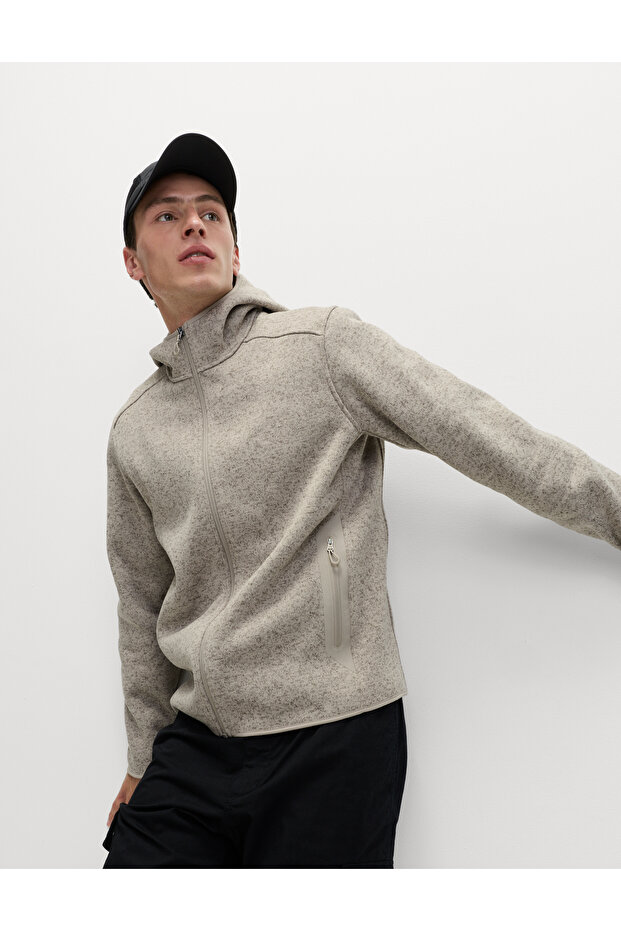 Pamuklu Kapüşonlu Hırka - 5