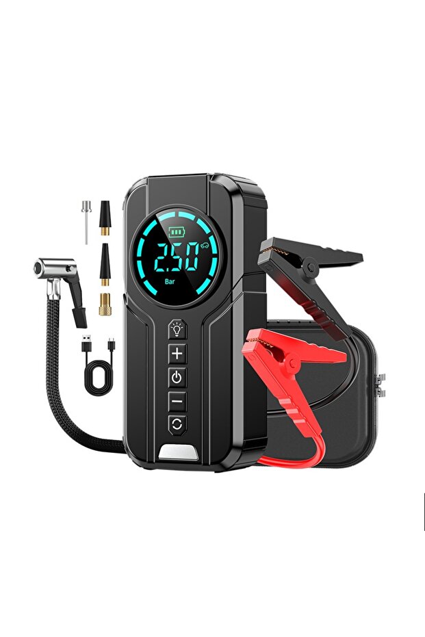 Portable High-Power Car Jump Starter with Air Compressor 6-in-1