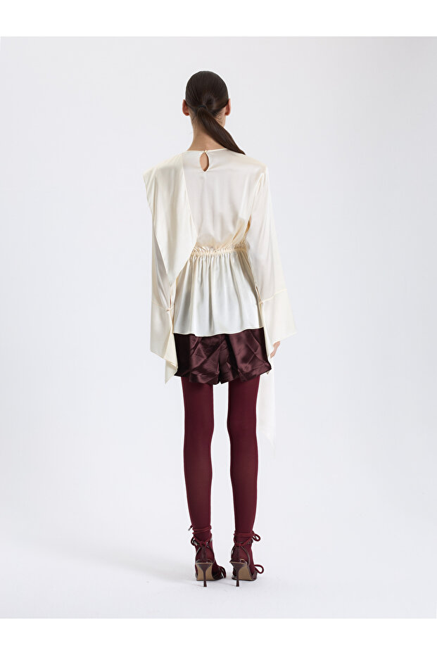 Asimetrik Drapeli Bluz - 5