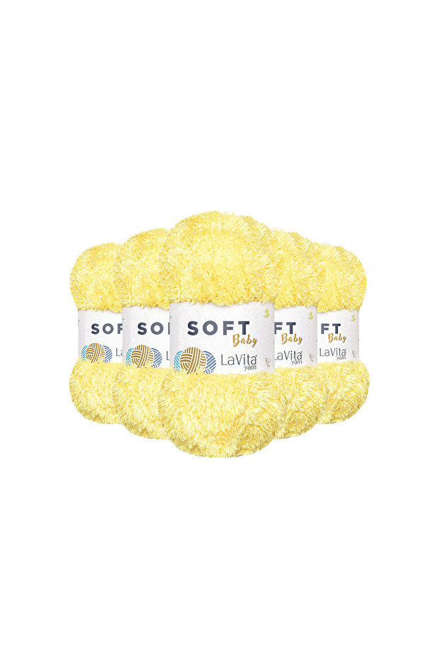 Soft Hand Knitting Yarn 100% Soft Polyester 500Gr 5 Pcs (2026 K.Yellow)
