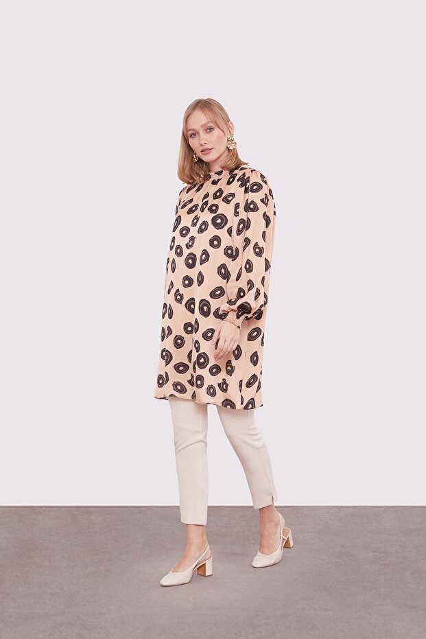 Camel Yuvarlak Desenli Tunik - 3