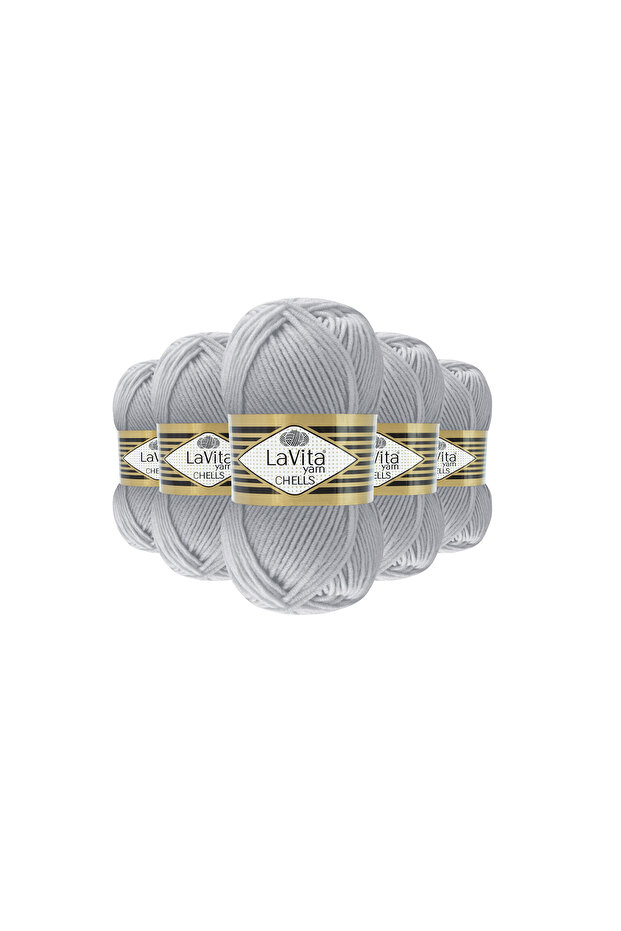 Chells Hand Knitting Yarn 100% Acrylic 500Gr 5 Pcs (0003 Gray)