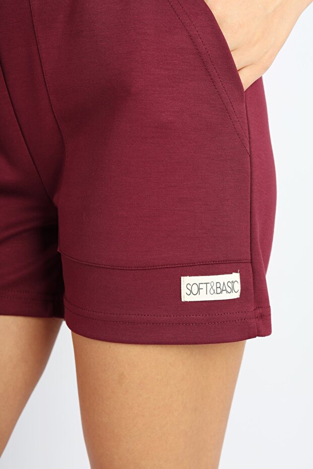 Bordo Modal Rahat Kumaş Şort - 4