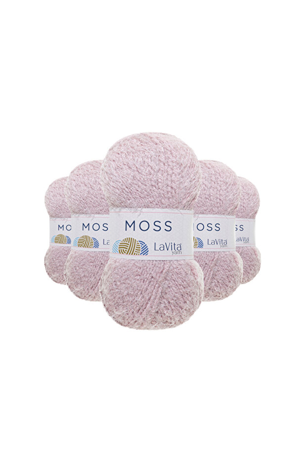 Moss Feather Hand Knitting Yarn 45% Polyamide 55% Premium Acrylic 500Gr 5 Pcs (4160 Powder)