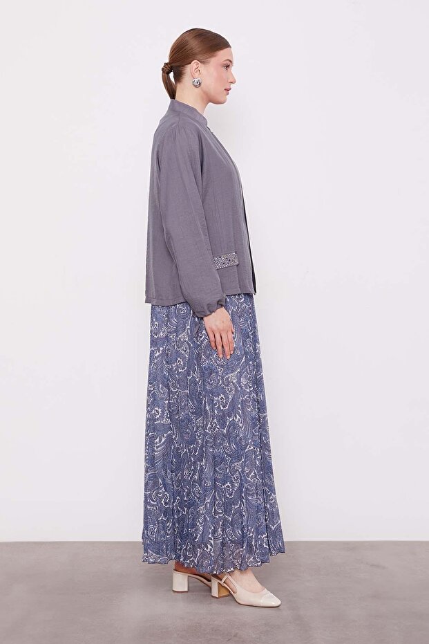 طقم تنورة بنمط عرقي من أنثراسايت - 2