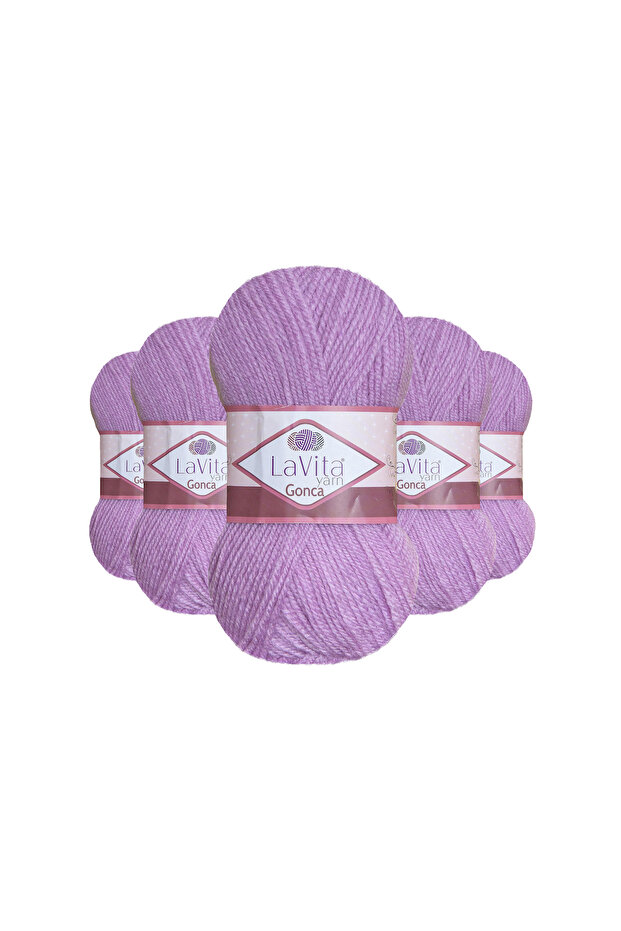 Gonca Hand Knitting Yarn 100% Acrylic 500Gr 5 Pcs (4116 Lavender Pink)