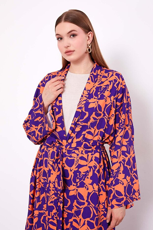 Orange Kimono Pants Set - 3