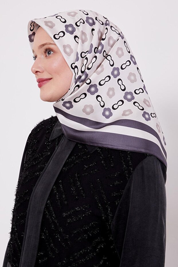 وشاح حريري منسوج بنمط ديزي مدخن