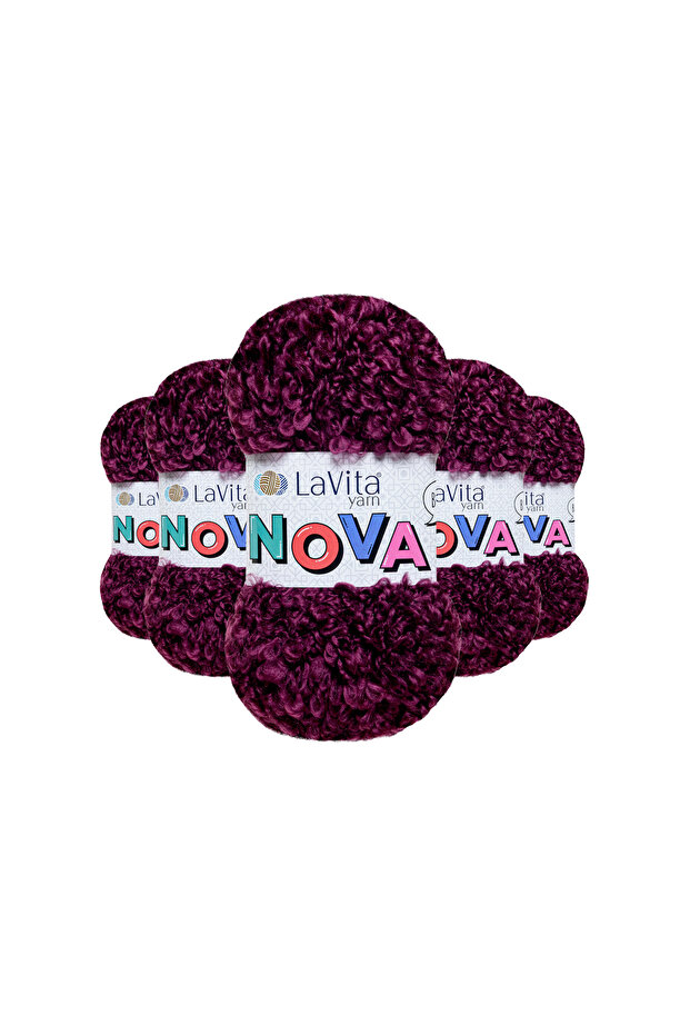 Nova Hand Knitting Yarn 20% Polyester 80% Acrylic 500Gr 5 Pcs (Ln5131 Purple)