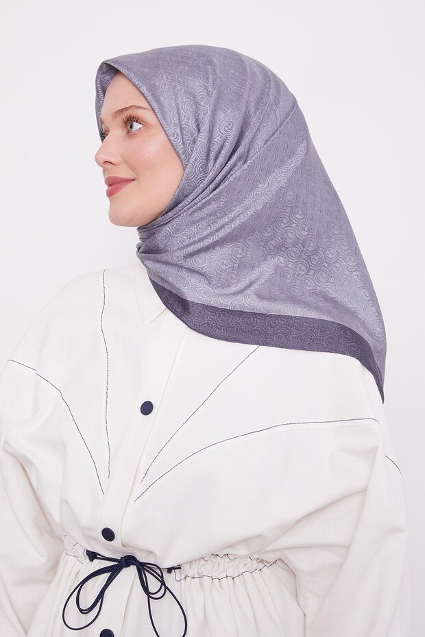 A.Anthracite Ring Pattern Monogram Scarf - 1