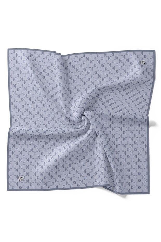 Baby Blue Honeycomb Pattern Twill Silk Scarf