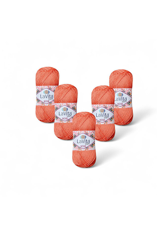 Rose Hand Knitting Yarn 100% Acrylic 500Gr 5 Pcs (2320 Light Pomegranate)
