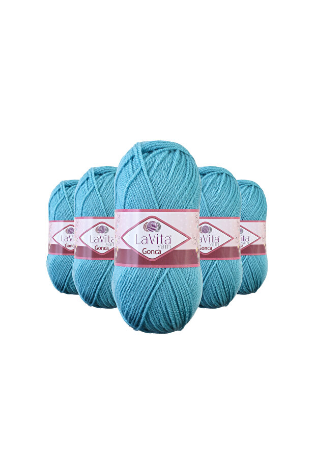 Gonca Hand Knitting Yarn 100% Acrylic 500Gr 5 Pcs (5021 Baby Turquoise)