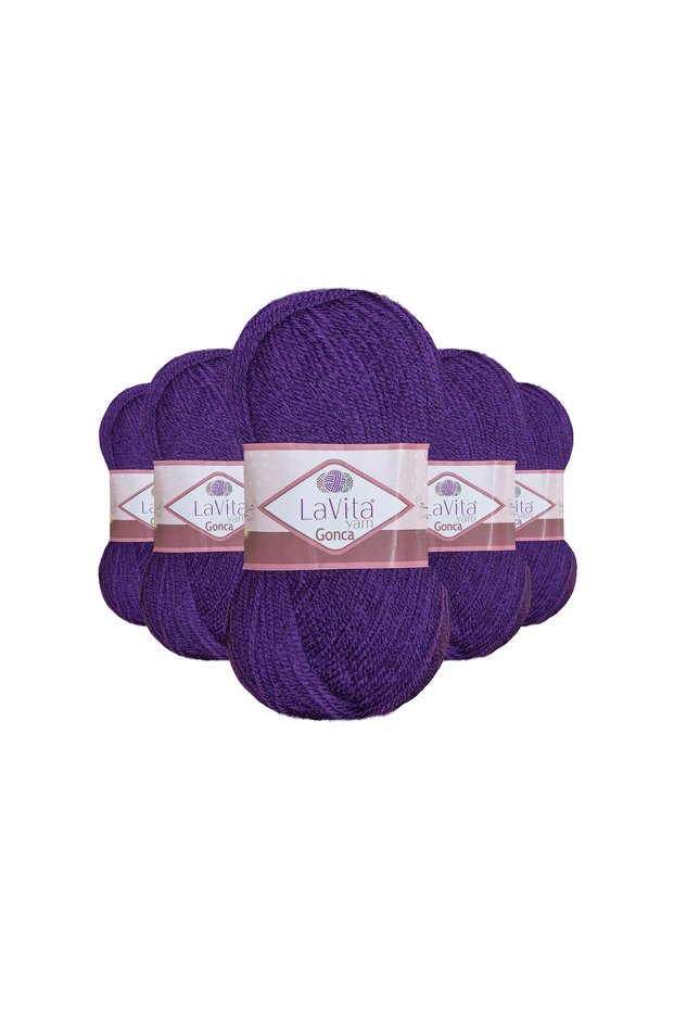 Gonca Hand Knitting Yarn 100% Acrylic 500Gr 5 Pcs (5103 Purple)