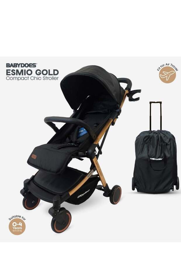Esmio Gold - Travel Lite Shock Proof Baby Stroller, 0-4 Years, Black