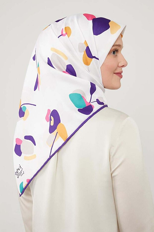 Eșarfă din twill cu model asimetric violet - 1