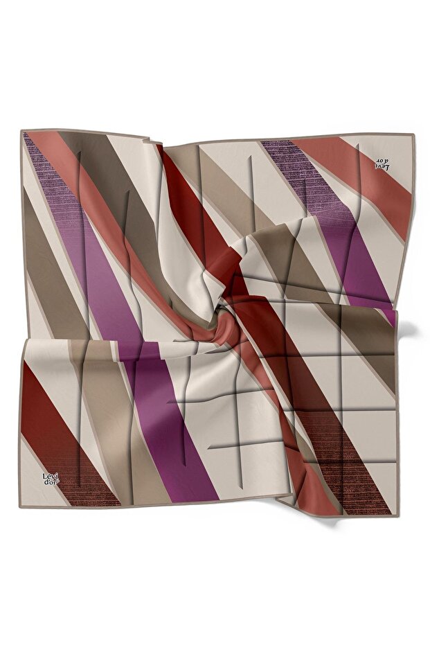 Mink Stripe Twill Silk Scarf
