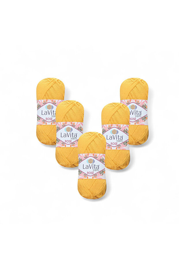 Rose Hand Knitting Yarn 100% Acrylic 500Gr 5 Pcs (2030 Yellow)