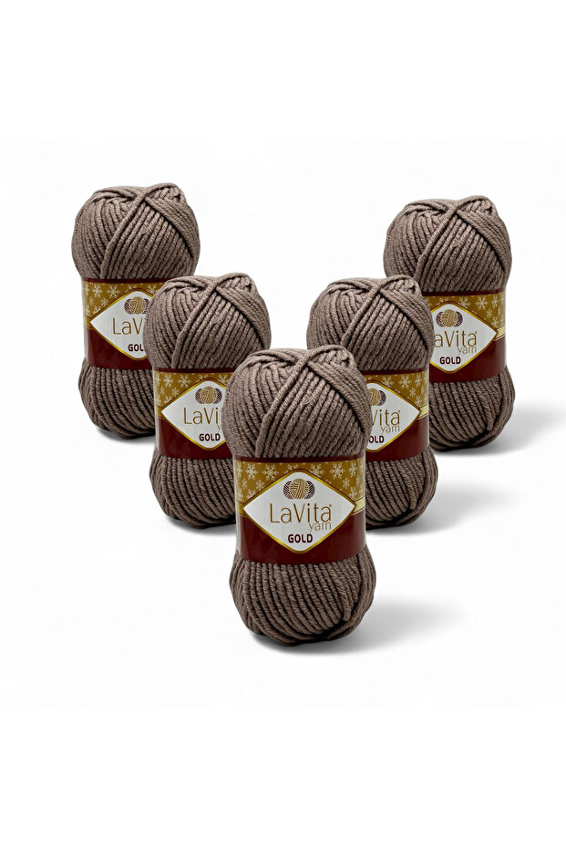 Gold Hand Knitting Yarn 100% Acrylic 500Gr 5 Pcs (9795 Toprak)