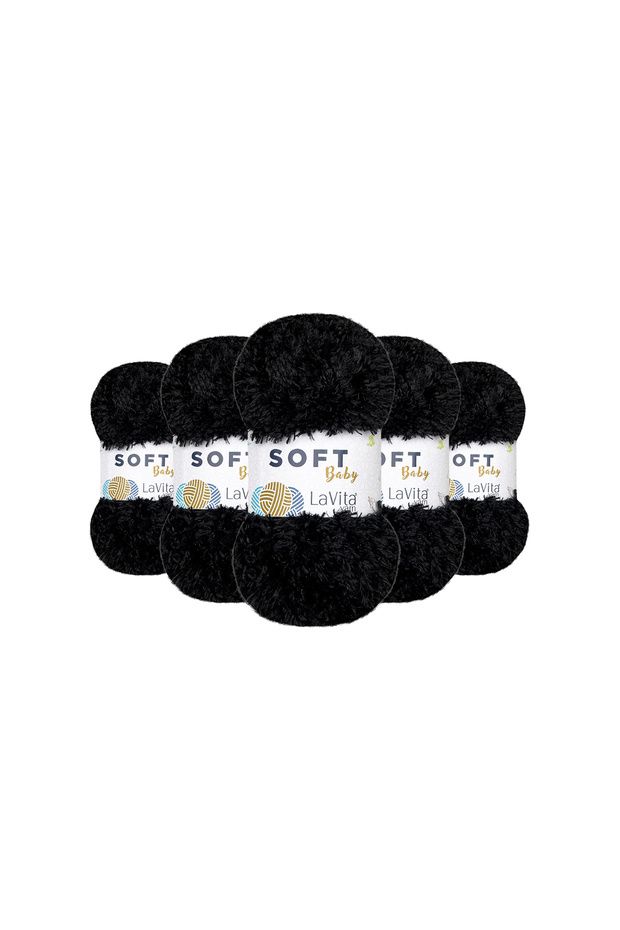 خيط ناعم للحياكة اليدوية 100% بوليستر ناعم 500 جرام 5 قطع (6500 أسود)