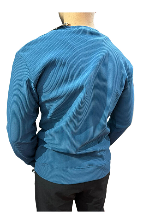 Şeritli Modelli 2iplik Sweat Mavi - 3