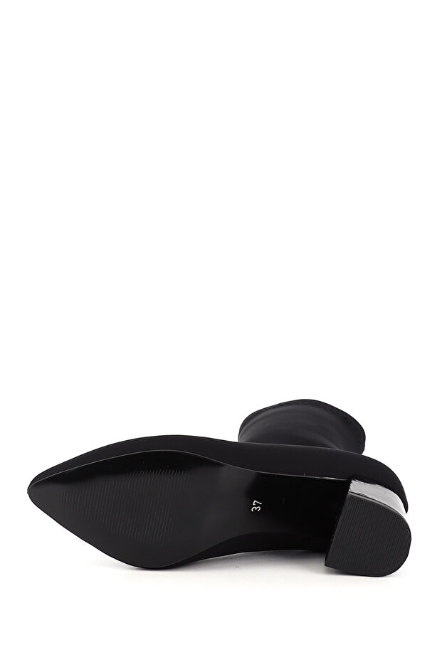 Kadın / Kız SİYAH STREÇ Sivri Burun Kalın Topuklu Streç Bot - 5