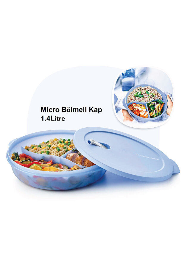 Bölmeli Mikrodalga Fırın Isıtma Kabı 1.4 Lt Mikro Tabak YENİ RENK - 1