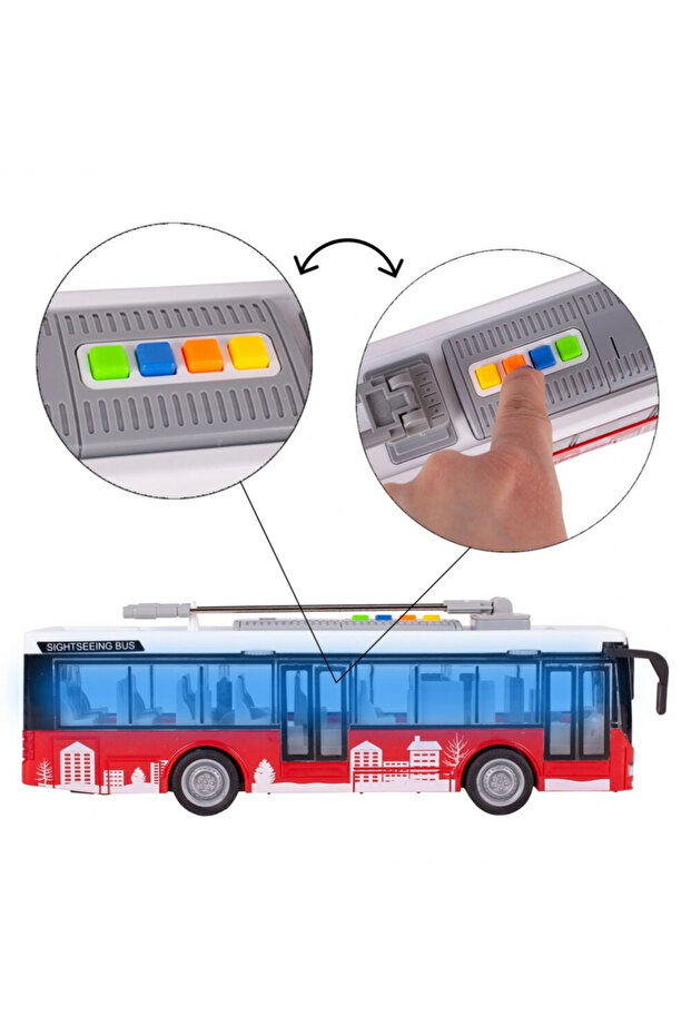 Interactive bus with realistic design, moving doors, 4 functional buttons with authentic sounds, lights - 5