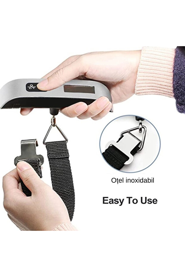 digital hand luggage scale, LCD display, TARE function, maximum 50 kg, silver - 5