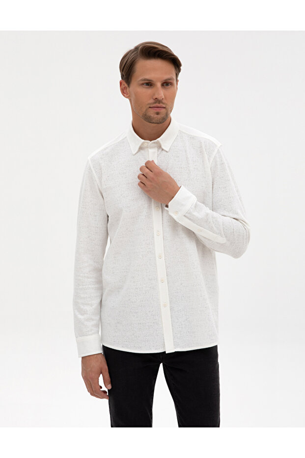 Ekru Regular Fit Örme Gömlek 50311692-VR019 - 3