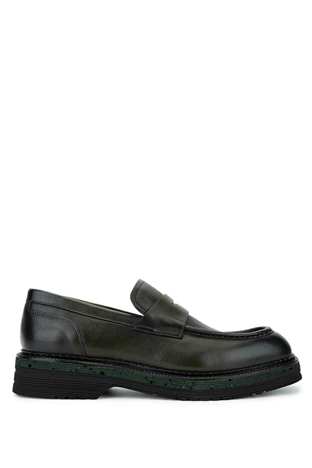 Men's Genuine Leather Green Loafer Shoes