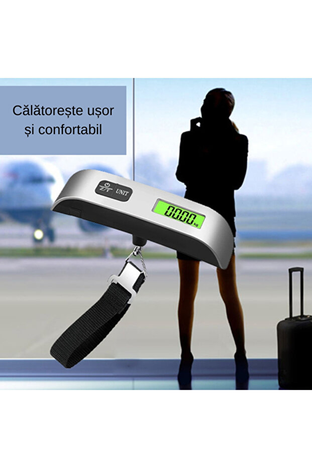 digital hand luggage scale, LCD display, TARE function, maximum 50 kg, silver - 6
